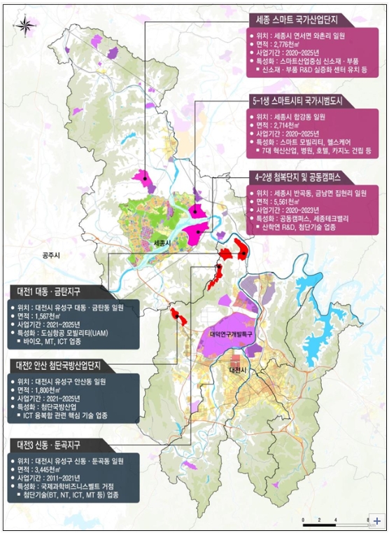 대전-세종 경제자유구역 지정에 앞서 논의되고 있는 두 도시의 주력 산업 분포 현황. 자료사진. 